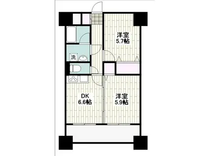 ニューシティアパートメンツ南小倉Ⅱ(2DK/10階)の間取り写真