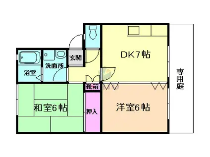 パレ・ドュ・ミキ(2DK/1階)の間取り写真