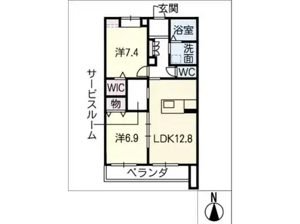バリスタ S棟(2LDK/2階)の間取り写真