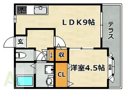 リーフテラス(1LDK/1階)の間取り写真