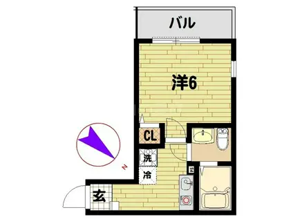 オーガスタコート川崎(1K/2階)の間取り写真