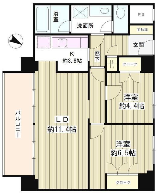 リバー&タワー(2LDK/15階)の間取り写真