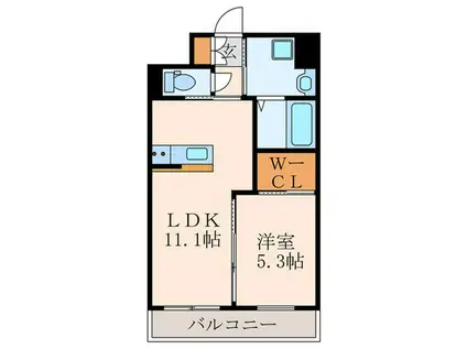 アルゴヴィラージュ天神II(1LDK/4階)の間取り写真