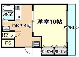 ハイグランディ松永(1DK/3階)の間取り写真