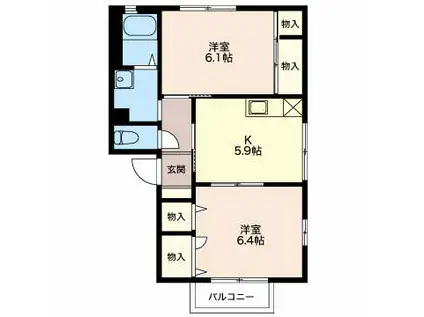 プライムステージA 205(2K/2階)の間取り写真
