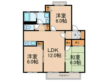 グランデージ(3LDK/1階)の間取り写真