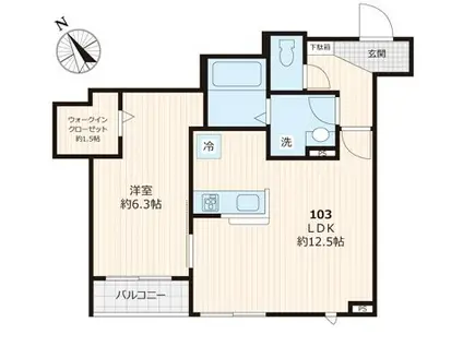 ヴェルデ・MII(1LDK/1階)の間取り写真