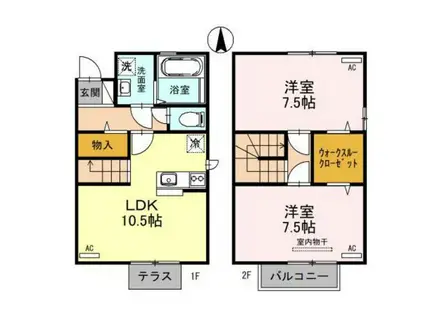 へレム上庄(2LDK/1階)の間取り写真