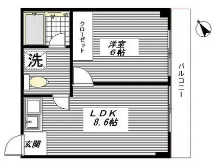 ハイツ希望ヶ丘(1LDK/2階)の間取り写真