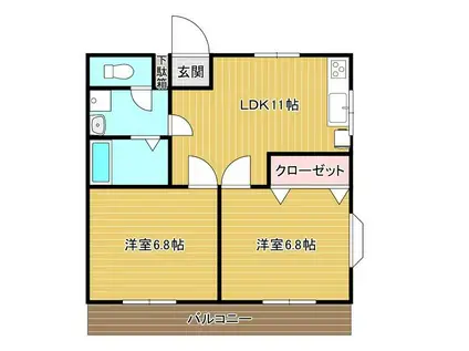 BAT CAVE II(2LDK/2階)の間取り写真