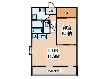 比枝コーポラスII(1LDK/5階)の間取り写真