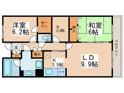 WING PLAZA(2SLDK/8階)の間取り写真