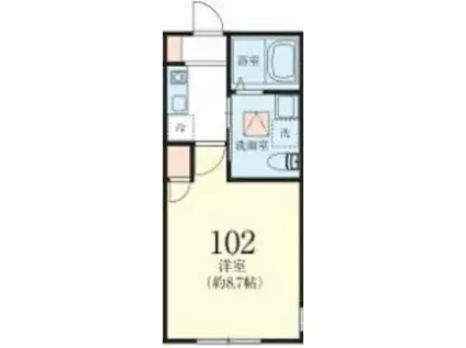 ANONTERRACE枡形(1K/1階)の間取り写真