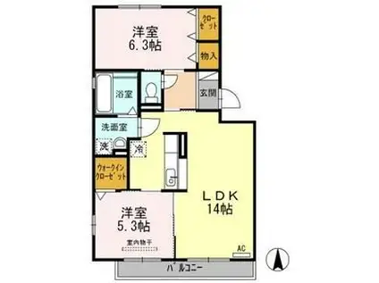 グレイン・フォレスト A(2LDK/3階)の間取り写真