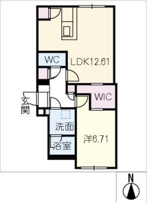 QUADOR NOIE 池下(1LDK/2階)の間取り写真