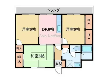 イーストハイム(3DK/5階)の間取り写真