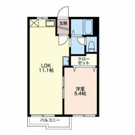 ハミングバード(1LDK/2階)の間取り写真