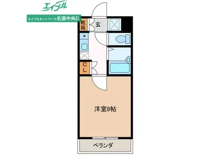 ミレニアムコート(1K/2階)の間取り写真