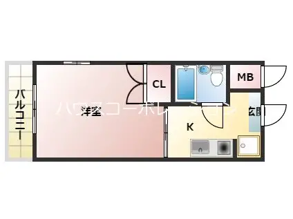 Kビル(1K/4階)の間取り写真
