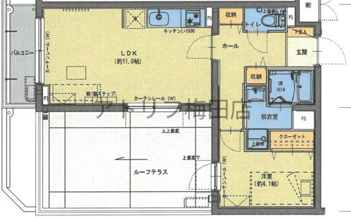 RIFF石橋阪大前(1LDK/4階)の間取り写真