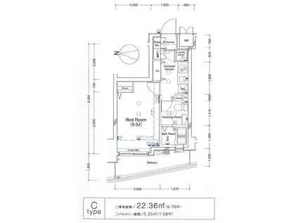 CYNTHIA FOUR-D 三軒茶屋(1K/3階)の間取り写真
