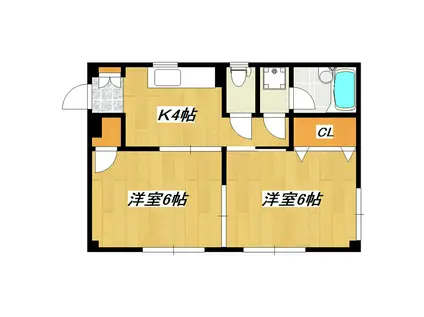 カーサアプリコルテ(2K/1階)の間取り写真