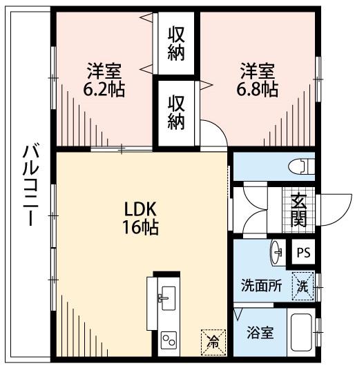 メゾンドジュネス(2LDK/3階)の間取り写真