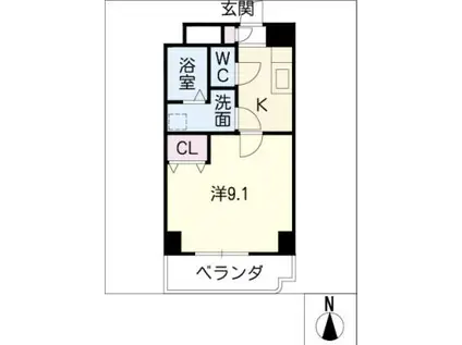 セントリバーヒルズ江戸橋(1K/3階)の間取り写真
