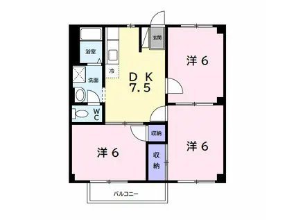 ハイツ祗園A(3DK/2階)の間取り写真