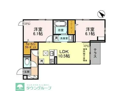 フォンテーヌB(2LDK/1階)の間取り写真