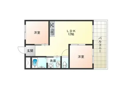 さくらハイツ(2LDK/3階)の間取り写真