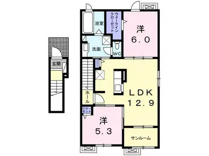 グランステージII(2LDK/2階)の間取り写真