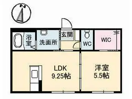 グランラシュレ A棟(1LDK/2階)の間取り写真