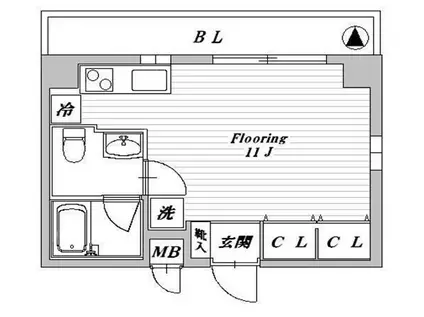 COMODO I(ワンルーム/2階)の間取り写真