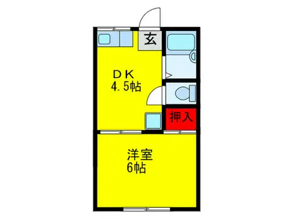 サンハイム(1DK/2階)の間取り写真