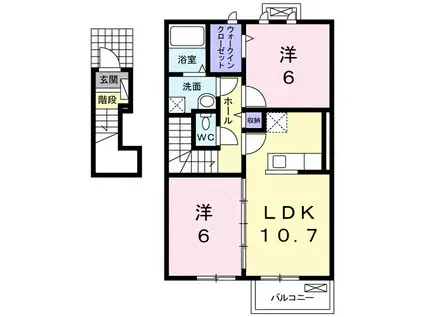 トルヴェ ラ フェーヴII(2LDK/2階)の間取り写真
