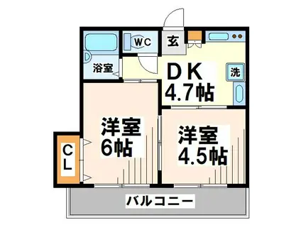 コーポニューロード(2DK/1階)の間取り写真