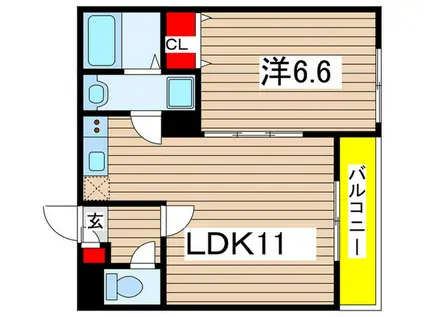 ジーメゾン千葉ウエスト(1LDK/3階)の間取り写真