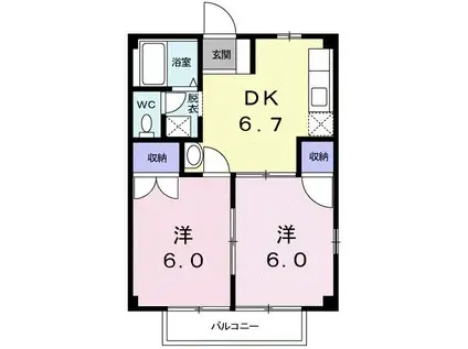 CSハイム(2DK/1階)の間取り写真