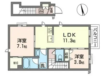 DREAMIO(2LDK/2階)の間取り写真