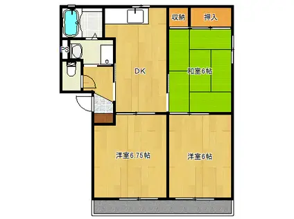 サニーコートK(3DK/1階)の間取り写真