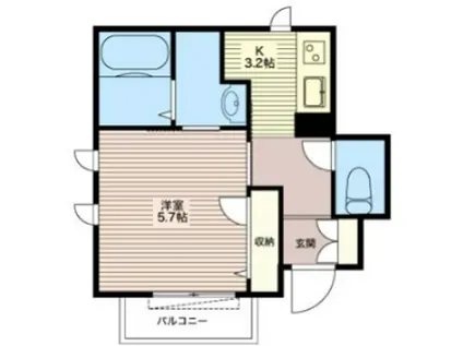 カーサ・デ・コリーナ(1K/1階)の間取り写真