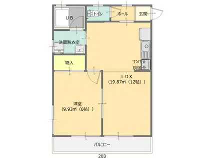 住友ハイツ(1LDK/2階)の間取り写真