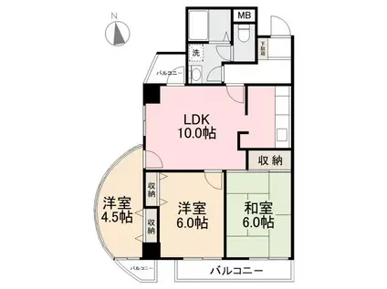 ハイクレスト高松(3LDK/9階)の間取り写真