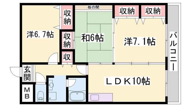 モン シエル ブル(3LDK/4階)の間取り写真