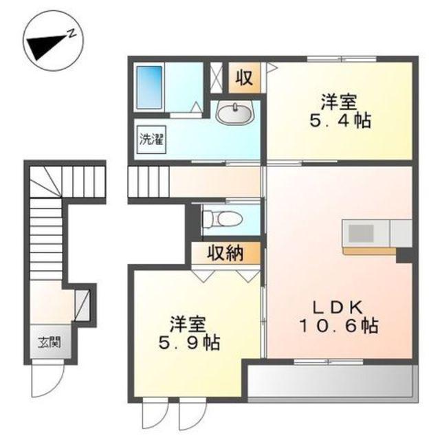 レゴリス(2LDK/2階)の間取り写真