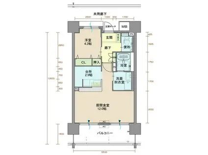 ウィステリア北小路(1LDK/6階)の間取り写真