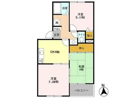 ボナール(3DK/1階)の間取り写真