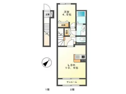 レガーロ(1LDK/2階)の間取り写真