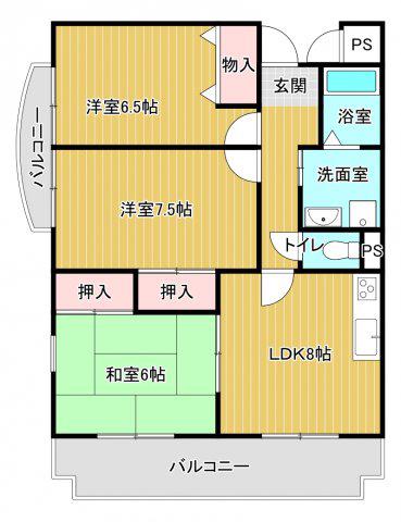 H・Tハイライズ(3DK/3階)の間取り写真